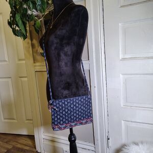 Vera Bradley Classic Navy Blue Paisley Retired 1990s Crossbody Purse